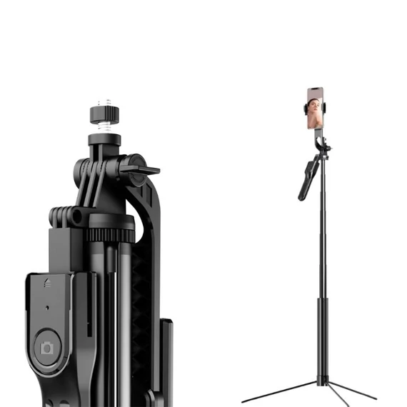 2 v 1 extra vysoká Bluetooth selfie tyč a trojnožka – 178 cm (čierna) 04138