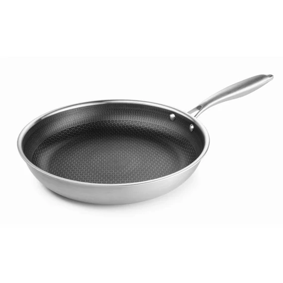 BRATMAXX 3-vrstvová nerezová panvica s povrchom s vzorom včelích plástov – 24 cm DS16469