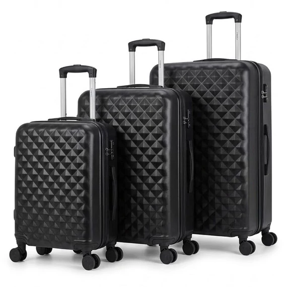 Diamond Premium 3-dielna sada kufrov s tvrdou stenou, čierna DIA3F