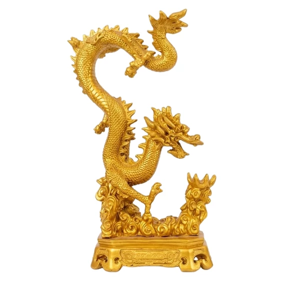 Dekoratívna socha zlatého draka v štýle feng shui DRG2