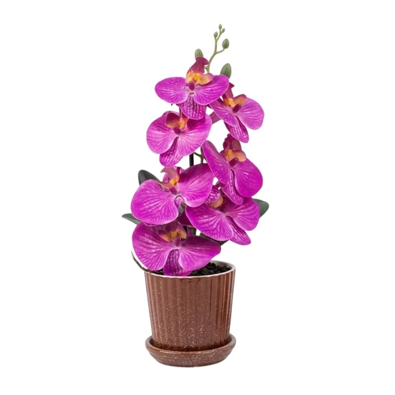 Dekoratívna umelá orchidea v kvetináči s ružovými kvetmi ORCH2
