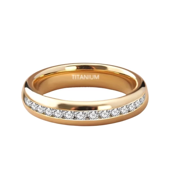 Elegantný 4 mm titánový prsteň s cirkónmi po celom obvode – KG11804475