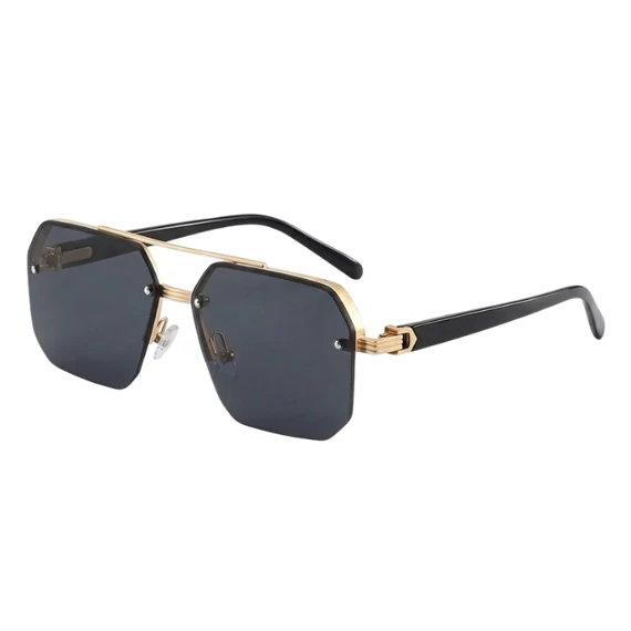 BERTANS Retro kovové slnečné okuliare so zlatým rámom a čiernymi sklami JL9111547-2