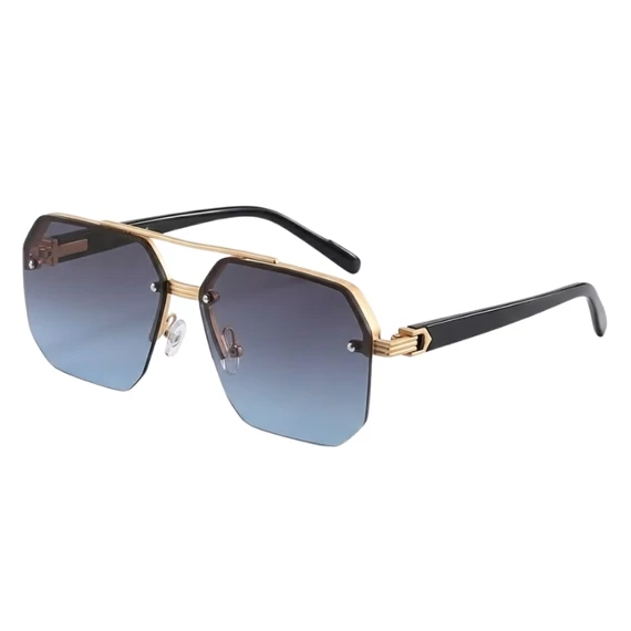 BERTANS Retro kovové slnečné okuliare so zlatým rámom a modrými prechodovými sklami JL9111547-3