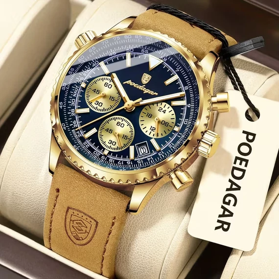 Pánske športové chronografické hodinky zlaté-modré VP6273124-AK