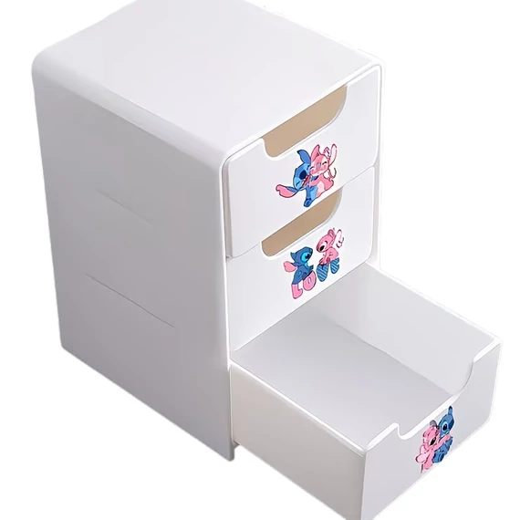 Disney Stitch 3-zásuvková stolová úložná krabica mini organizér - Biela 6GM15526K9-3