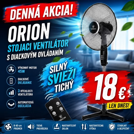 Stojanový ventilátor Orion s diaľkovým ovládaním – 45 W OFS-S160R