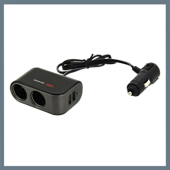 Rozbočovač do autozapaľovača – 12/24 V, 2 zásuvky a 2 USB porty 07422