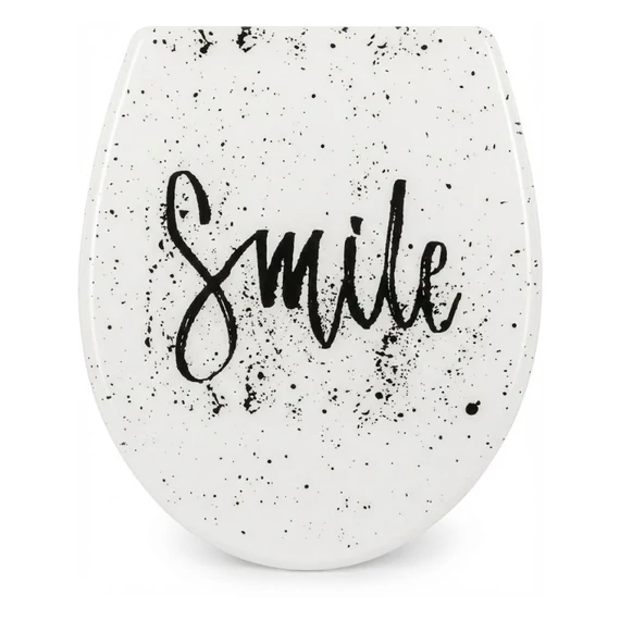 Toaletné sedadlo AquaSu s nápisom Smile, biele ASU4