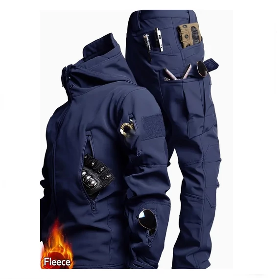 Softshell taktická súprava bunda a nohavice s flísovou podšívkou modrá veľkosť S AU4713866-ks