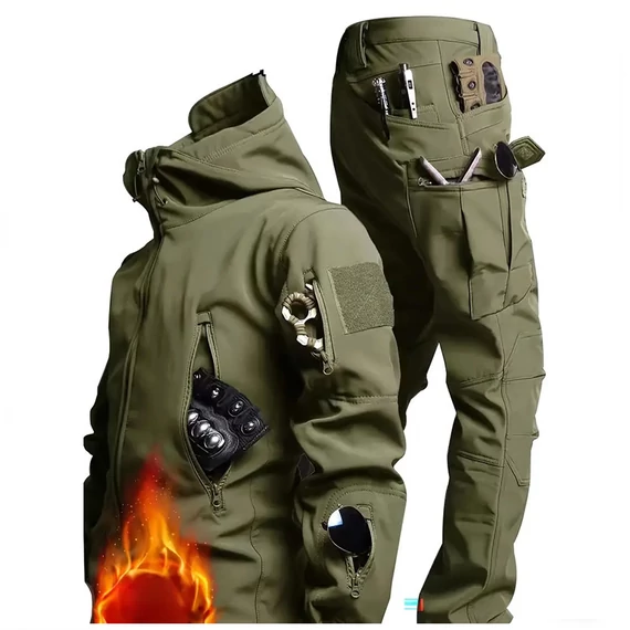 Softshell taktická súprava bunda a nohavice s flísovou podšívkou zelená veľkosť XL AU4713866-zxl