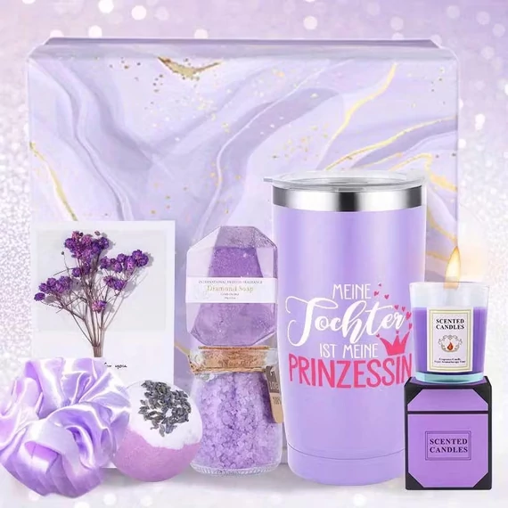 Darčeková súprava pre dievčatá levanduľový wellness set s pohárom FQ5670434