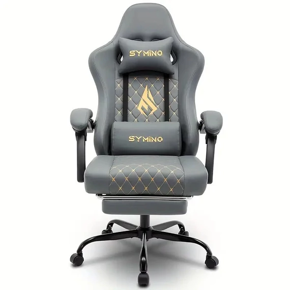 SYMINO Ergonomická Herná Stolička s Podnožkou Sivá JD183437-SZ