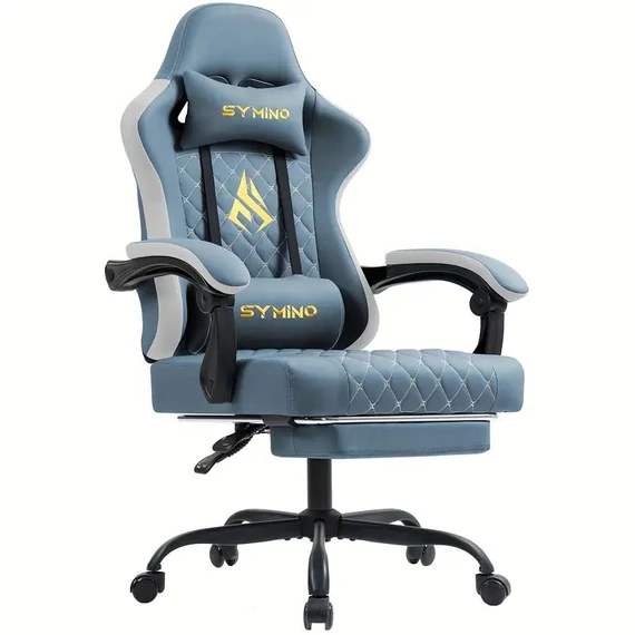 SYMINO Ergonomická Herná Stolička s Podnožkou Svetlomodrá JD183437-VK