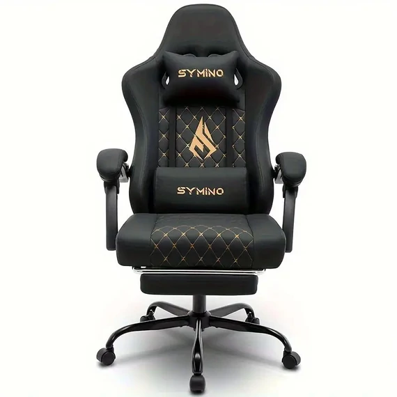 SYMINO Ergonomická Herná Stolička s Podnožkou Čierna JD183437
