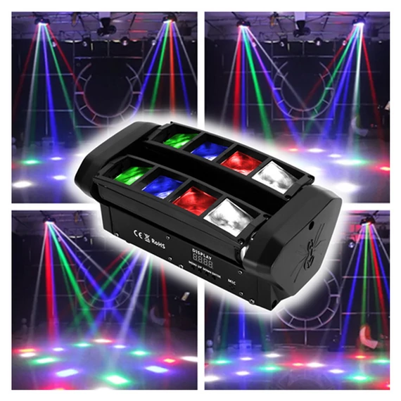 LED Mini Spider Light – dvojitá otočná hlava RGBW discoflight KE24-457