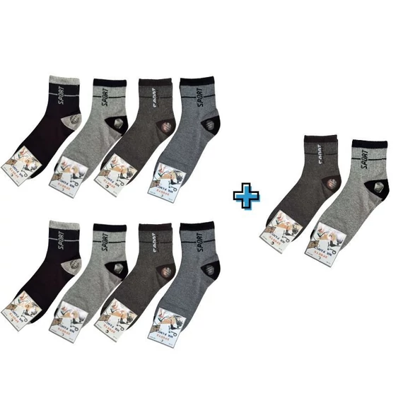 8+2 páry Pánske športové ponožky 43 až 46 MP3007-6