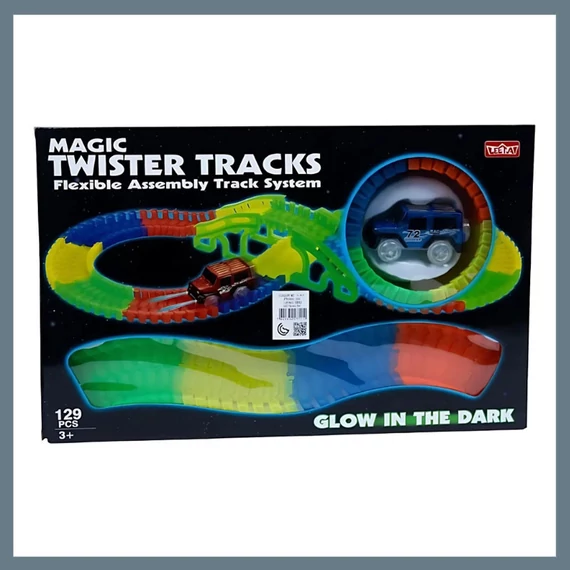 Magic Twister Tracks – Ohybná svietiaca autodráha, 129-dielna sada MTT1