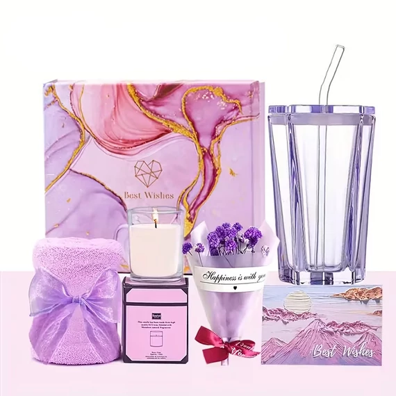 Darčeková súprava pre ženy lila wellness a rozmaznávací set QP2413542