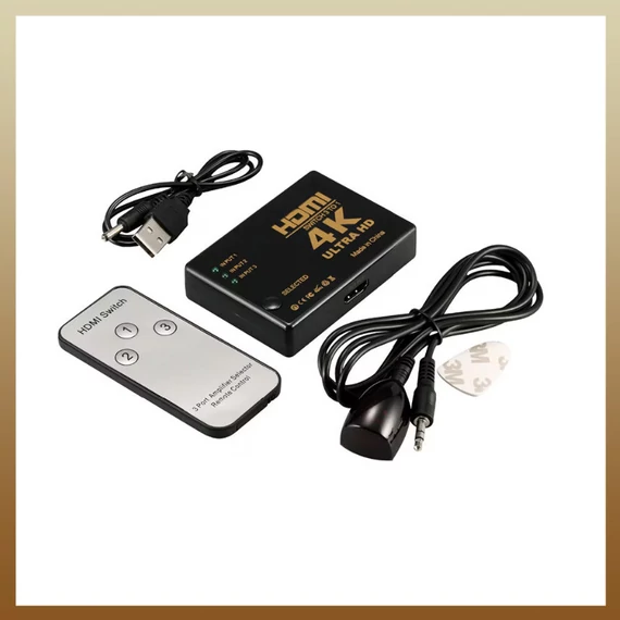 HDMI prepínač 2.0 HDCP 2.2, 4Kx2K @ 60Hz, RGB 4: 4: 4, HDR10, 3 vstupy 1 výstup, IR diaľkové ovládanie UH-501