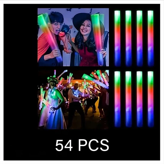 Sada svietiacich tyčiniek - 54 farebných svietiacich tyčiniek LED LE583184